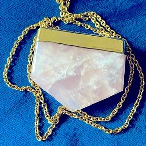 BCP Barbara C. Pellegrino oversized gold and rose quartz necklace